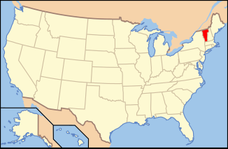 The location of the state of Vermont in the United States of America Map of USA VT.svg