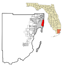 Miami-Dade County Florida opgenomen en niet-opgenomen gebieden Miami Beach Highlighted.svg