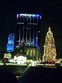 One Biscayne Tower at night during Christmas season 2002. The Christmas tree shown at the time was the tallest one in the United States