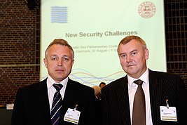Mikhail Ord, parlamentariker fran Vitryssland och Andrei Grinevich, Vitrysslands ambassador i Skandinavien, pa BSPC 18 i Nyborg Danmark 2009.jpg