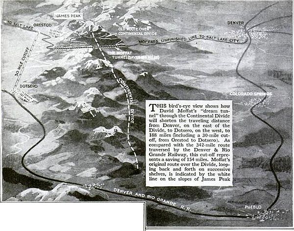 Benefits of construction of Moffat Tunnel as outlined in November 1922 issue of Popular Science magazine