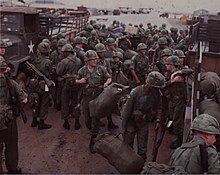 Members of Company "C", 1st Battalion, 505th Airborne Infantry board trucks after arriving at Chu Lai Air Base, 23 February 1968 NARA photo 111-CCV-619-CC46886.jpg