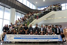 Participants of NIC-XVII on an excursion to the Rare isotope Accelerator complex for ON-line experiment (RAON) of the Institute for Rare Isotope Science (IRIS) in Daejeon, South Korea. NIC17-XVII (Nuclei in the Cosmos 17) excursion to RAON 2023.jpg