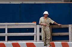 Construction worker resting in a break. New York City 2005