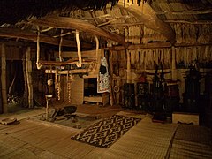 Interior of the house of Ainu - Saru River basin.