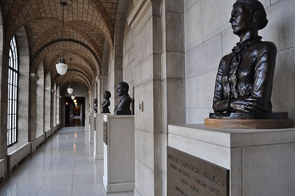 Northwest courtyard corridor of Nebraska Hall of Fame, Nebraska State Capitol, Second Floor.