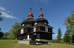Dřevěná cerkev v obci Nižný Komárnik