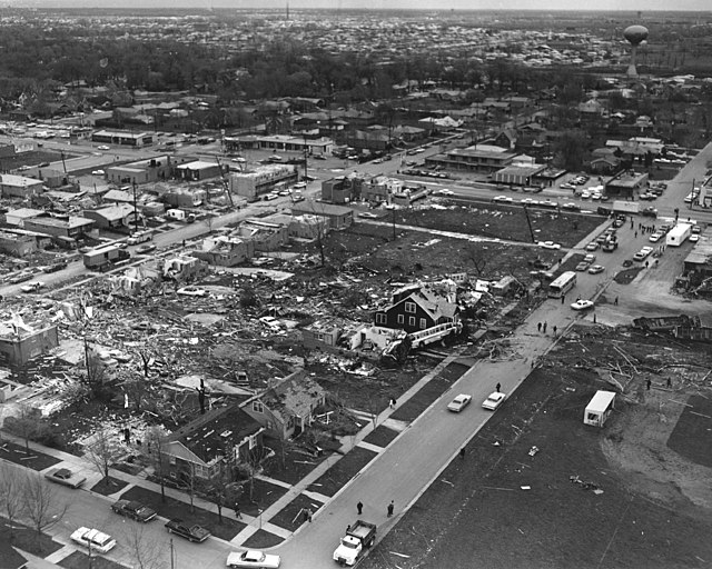 Aerial view of tornado damage in Oak Lawn