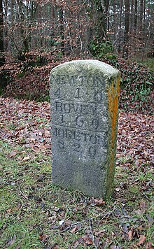 Old Milestone by A382, Newton Road, Bovey Heath (geograph 6102079).jpg