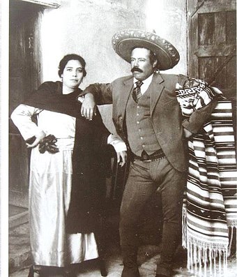 Villa and his wife Luz Corral at his hacienda in 1923, a few months before his assassination.
