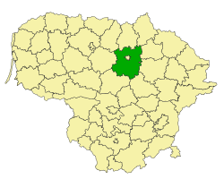 帕內韋日斯區在立陶宛的位置