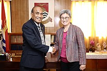 Wong with Kiribati President Taneti Maamau Penny Wong and Taneti Maamau 2023.jpg