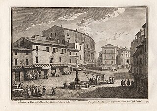 Piazza Montanara in an engraving by Giuseppe Vasi (1752).