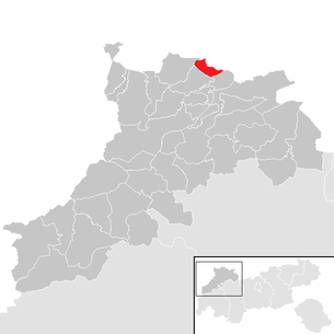 Lage der Gemeinde Pinswang im Bezirk Reutte (anklickbare Karte)