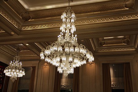 A chandelier in one of the Plaza Hotel's restaurants
