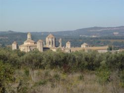 Panoramabild der Abtei von Poblet