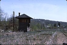 Port Morris ("UN") Tower has not seen a train pass in over a decade in this photo. The connection to NJ Transit's Montclair-Boonton Line to New York is a short distance past the tower Port-Morris-Tower.JPG