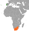 Location map for Portugal and South Africa.