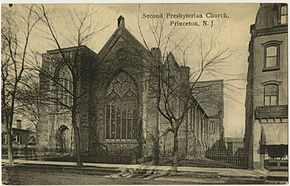 Second Presbyterian Church on a vintage postcard. Princeton NJ 2nd Presby PHS769.jpg