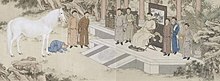 Tartar prostrating before Qianlong Emperor of China (1757). Qianlong Horse.jpg