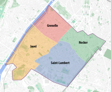 Quarters of the 15th arrondissement of Paris - OSM 2020.svg