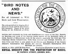 Advert for Bird Notes and News from the March 1934 edition of North Western Naturalist magazine. Note early logo. RSPB advert 1934.jpg