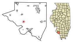 Location of Ellis Grove in Randolph County, Illinois.