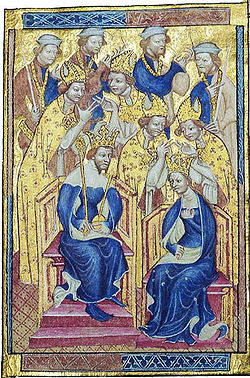 Короноването на Ричард II и Анна Бохемска (Liber regalis, 14 век)