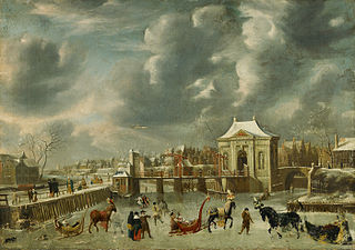 Winter Scene with the Amsterdam City Gate Heiligewegspoort