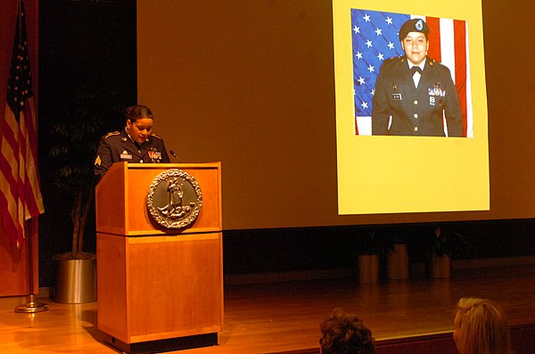 Image: SGT Monica Beltran, the first woman in the Virginia National Guard to receive the Bronze Star Medal for Valor, is honored March 29, 2012 during