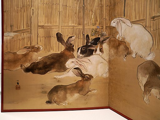 Seiho takeuchi, scimmie e conigli, 1908, 03