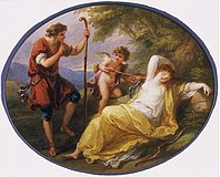 A Sleeping Nymph Watched by a Shepherd by Angelica Kauffman, about 1780, V&A Museum no. 23-1886