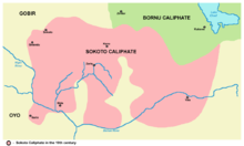 Hausa-Fulani Sokoto Caliphate in the 19th century Sokoto caliphate.png