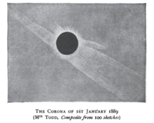 January 1, 1889
Series member 54 Solar eclipse 1889Jan01-Corona-Todd.png