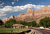 The main drag of Springdale, heading into Zion