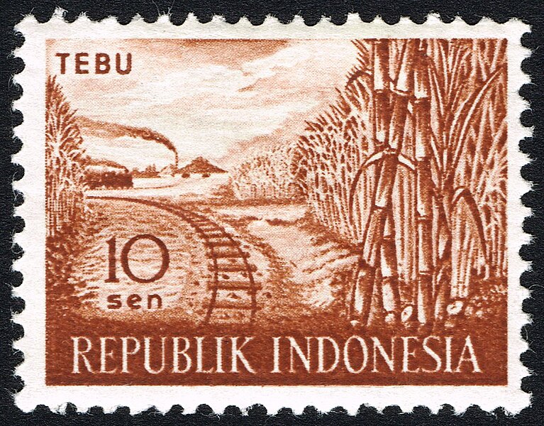 File:Stamp of Indonesia - 1960 - Colnect 232479 - Sugar cane TEBU Saccharum officinarum.jpeg