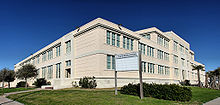Constructed in 1939, the Stephen F. Austin Junior High building now houses a middle-school level magnet school. Stephen F Austin Junior High Galveston, Texas Panoramic.JPG