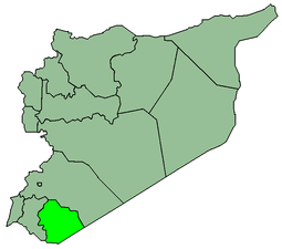 Süveyda ilinin gösterildiği bir Suriye haritası.
