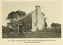 Tavern along Northwestern Turnpike near Ridgeville, WV, circa 1908 Tavern along Northwestern Turnpike near Ridgeville WV from Book of the Royal Blue October 1908 Vol 12 No 01 Page 11.jpg