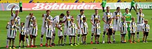 The team of the 2014–15 season before the home game against Bayer 04 Leverkusen on 9 May 2015Left to right: Kruse, Wendt, Johnson, Xhaka, Raffael, Korb, Herrmann, Kramer, Brouwers, Sommer, Jantschke