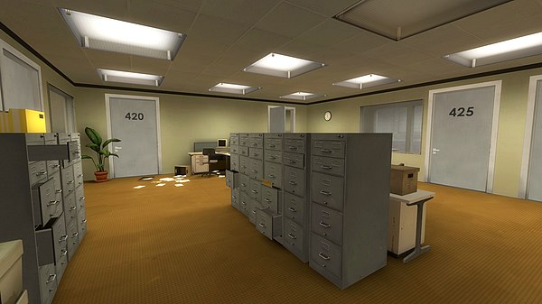 The game begins in a mysteriously empty office.