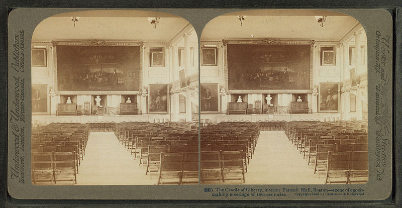 File:The cradle of liberty, interior, Faneuil Hall, Boston--scene of epoch-making meetings of two centuries, by Underwood & Underwood.jpg