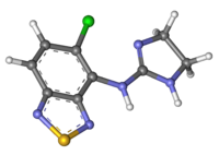 Représentation de la tizanidine (boules et bâtonnets)