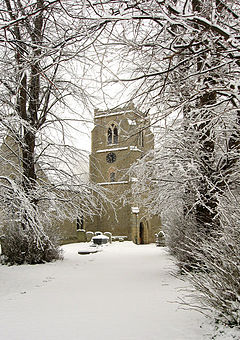 Towersey Gereja di Salju - geograph.org.inggris - 352062.jpg