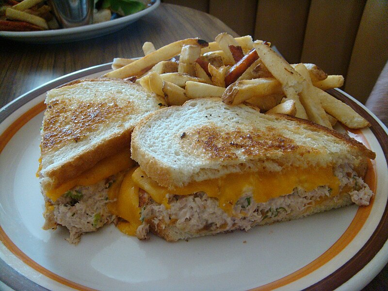 File:Tuna melt sandwich with fries.jpg