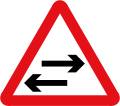 Two-way traffic on route crossing ahead