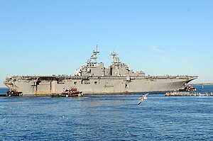 US Navy 120130-N-XB816-078 Amphibious assault ship USS Wasp (LHD 1) gets underway for Exercise Bold Alligator 2012 (BA2012).jpg