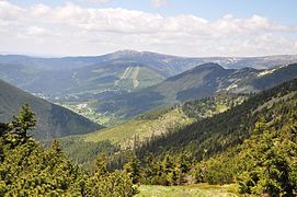 Aussicht von der Chata Výrovka auf Spindlermühle