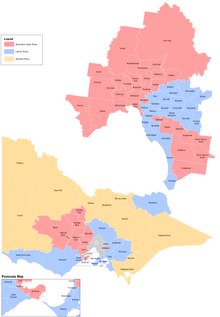 Lower house seat outcome of the Victorian 2010 election VictoriaElection2010-DistrictResults.png