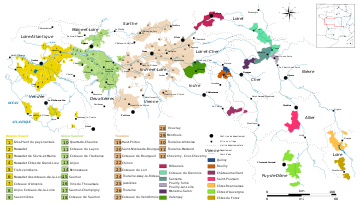 Weinbaugebiet Loire innerhalb Frankreichs